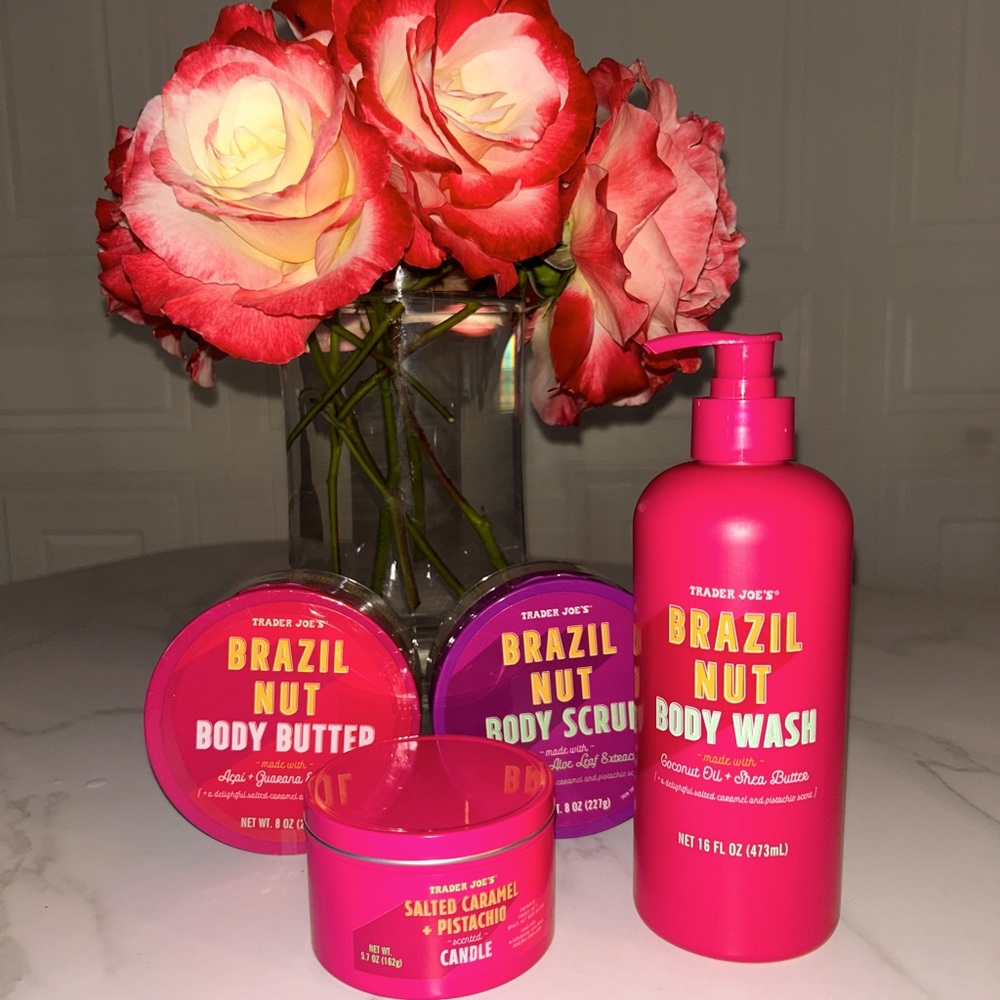 Trader Joe's HOT New Brazil Nut Set w/ Body Butter, Scrub, Body Wash, & Candle!